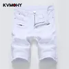 Białe dżinsy szorty dla mężczyzn ładunkowe bermuda męska moda myjna jeansowana dżinsowa krótka plus rozmiar homme1