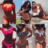 Två bit bikinis 2020 Ruffle badkläder kvinnor dot sexig baddräkt push up bikinis plus storlek baddräkter blommig strand wearx0523