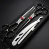 Hair Scissors 6inch Gold Black Cut Professional Pet Person Hairdressing Dog Grooming Shears Cutting Thinning Set Makas3422690