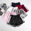 Jogger Lettre Rayé Sport short d'entraînement Dames Lace up Femmes Taille Élastique Shorts D'été Patchwork Gym Athlétique Lâche 210719