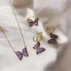 Brincos Colar Bonito Doce Borboleta Borboleta Rhinestone Stud Anéis Mulheres Meninas Elegante Linda Festa Jóias Presentes