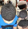 360 Wave Mens Wigs人間の髪の毛毛の巻き毛の男ユニット8×10インチアフロカールタッピーのための黒い男性のレースの毛システム＃1ジェットブラック