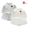 Infant Toddler Girls Romper Dress Vêtements Set pour Born Baby Cotton 2pcs Outfit Cardigan 210529