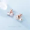 Rose Gold Color Starfish Shell Enmyl Stud Kolczyki dla kobiet 925 Sterling Silver Moda Biżuteria Brincos Drop 210707