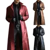 Trenchs pour hommes élégants hommes veste couleur unie Streetwear col rabattu pardessus Long manteau Viol22