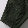 夏の男性のマルチポケットの軍用貨物ショーツ男性コットングリーンメンズカジュアルな戦術的なショートパンツなしベルト210716