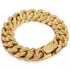 Chaîne à maillons 14mm Bracelet cubain martelé Bracelets en or jaune pour femmes hommes 20cm bijoux de mode cadeaux fête HGB376 Trum22