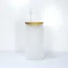 Entrepôt américain 12oz 16oz de verre sublimation gobelet claire gise givrée en forme de cafée en forme de couvercle de baby