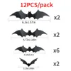 Partihandel Party Decoration 12st / Set Black 3D DIY PVC Bat Wall Sticker Decal Home Halloween