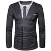 Fake Suit 3D Print T Shirt Uomo Autunno O Collo Divertente Harajuku Slim Fit Uomo -shirt Hip Hop Camisetas Masculina 220115