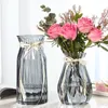 Vase en verre transparent eau salon ensemble fleurs dans le vase nordique simple riche bambou vase sec 210409