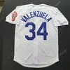 Fernando Valenzuela Trikot 1981 Blau Weiß Grau Creme WS Hall Of Fame Patch Mexiko Weiß Schwarz Mode Hanfgrau Größe S-3XL