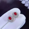 Stud 100% 925 Sterling Prata Oval Corte Natural Ruby Gemstone Noivado Brincos Brincos Fine Jewelry Presente