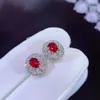 stud 100 ٪ 925 Sterling Silver Oval Cut Natural Ruby Gemstone Assice Consign Studs Action Action Mift Fine