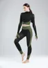 Outfit Yoga 2 Kawałek / Zestaw Damskie Bezproblemowe Stroje Treningowe Z Długim Rękawem Crop Top High High Waist Legging Sets Front Zip Sport Nosić siłownia Ubrania