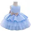 Infant Baby Girls Summer Dresses Christening Gowns Newborn Babies Baptism Clothes Princess tutu Birthday Party Bow Dress G1129