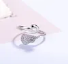 JZ017 Luksusowy 925 Srebrny pierścień Kobiety Podwójne Warstwy Pływak Linie Diamenty Proste Pierścienie Regulowane Hurtownie Factory Direct
