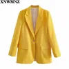 Frauen Orange Anzug Blazer Weibliche Langarm Elegante Jacke Damen Business Formale Anzüge Büro Dame Mantel Tops 210520