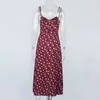 Asia Wine Floral Dres Prairie Chic Spaghetti Relds Backless Cound Draped Hight Up Side Splite Sexy длинные платья 210623