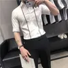 Sommar halv ärmskjortor Män Casual Slim Dress Shirts Högkvalitativ Striped Business Formal Office Kläder Chemise Homme 210527