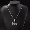 Custom Name Cursive Letters Pendant Gold Silver Color With Rope Chain Men Women Zircon Hip Hop Rock Necklaces Jewelry