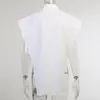 Qnpqyx nieuwe nieuwigheid tops sexy blouses knippen kant knop omhoog wit shirt vrouwen mode kleding mouwloze oversized shirts