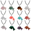 Fashion Dolphin Crystal Necklaces & Pendants For Women Men Healing Turquoise Green Aventurine Quartz Stone Leather Silver Plated Link Chain Choker Necklace Gift