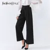 Случайные Широкие брюки для женщин Высокая талия прямой черный большой размер свободные брюки женские осень мода 210521