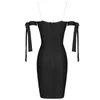 Sukienka bandaża Summer Women039s Black Bodycon sukienka panie fioletowe białe czerwone na ramię seksowne klubowe sukienki wieczorne stroje 27810048