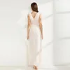 Women's Runway Dress Sexy V Neck Sleeveless Ruffles Elegant Fashion Summer Long Prom Vestidos