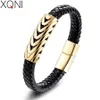 Xqni vakantie geschenken persoonlijkheid lederen armband serpentine arrow ontwerp goud kleur armband voor mannen mode-sieraden