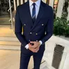 White Slim fit Casual Men Suits for Wedding Prom with Double Breasted 2 piece Custom Groom Tuxedo Man Fashion Clothes 2020 X0909