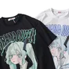 ゴスアニメTシャツジャパン原宿90年代のグラフィックティーオーシャスされたストリートウェアTシャツ半袖Tシャツ漫画男性女性210714