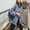 Joloo jolee outono manga longa floral bordado jaquetas estilo coreano solto jean casaco vintage elegante tassel casaco outwear 210518