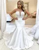 Elegant sjöjungfru bröllopsklänning Sweetheart Lace Appliqued Saudiarabien Bridal Gowns 2021 Modern Sweep Train Robes de Mariée