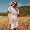 Striped Summer Dress Kvinnor Casual Loose Beach Holiday Plus Storlek Gravid Vestidos de Mujer Oversized 210427