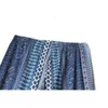 Pantaloni svasati con stampa geometrica etnica a vita bassa Pantaloni lunghi da donna con ghette a campana africane hippie tribali bohemien 210429