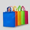 Ny färgglad fällbar påse som inte är vävda tyg fällbara shoppingväskor återanvändbara miljövänliga vikningspåse Nya damer förvaringspåsar DAS21