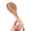 DHL Schip Droog Bad Lichaamsborstel Terug Scrubber Antislip Kort Houten Handvat Natuurlijke Haren Douche Exfoliërende Massager FY3691 ss1230