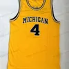 Nikivip Chris Webber 4 Michigan College Basketball Jersey Homme Cousu Bleu Marine Jaune Taille S-XXL Qualité Supérieure