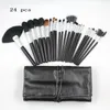 Brosses de maquillage 24 pièces Brushs Settes de chèvre en cuir en cuir Pouche de beauté Coloris Cosmetics Cosmetics Kit Q240507