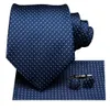 Krawat Zestaw Chusteczek Klasyczny Solidny Prezent Tkany Wesele Jedwabna Poszetka Kwadratowy Granatowy Krawat Dla Mężczyzn