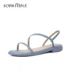 Sophitinaの女性のサンダルの簡潔な薄いストラップの固体着用便利な女性コンフォートウォーキング夏の女性の靴Po697 210513