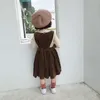 Kids Girls Fall Corduroy Dress Toddler Winter Vintage Embroidered Caramel Quality Baby Autumn Clothes Pocket 210521