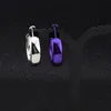 Hoop Huggie Gold/Purple/Silver Color Wide Earring أقراط من الفولاذ المقاوم للصدأ