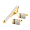 Boutons de manchette et Clips pour hommes, ensemble de boutons de manchette en or, épingles à cravate pour hommes, boutons de manchette, fermoir de luxe, cadeaux classiques, bijoux, manches de mariage, QiQiWu