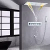 Chrome Polished Rainfall Shower Head 70x38 Cm LED Thermostatic Bathroom High Flow Waterfall Shower Combination Set