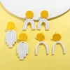 Corée printemps été couleur bonbon argile balancent boucles d'oreilles pour les femmes blanc jaune longue boucle d'oreille géométrique