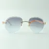 Exquisite classic sunglasses 3524027 with natural white buffalo horn temples and cut lens glasses, size: 18-140 mm
