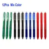 12pcs stylo gel effaçable 0.7mm bureau école écriture poignée bouton presse à glissière rouge / bleu / noir encre rétractable stylo effaçable recharge 210330